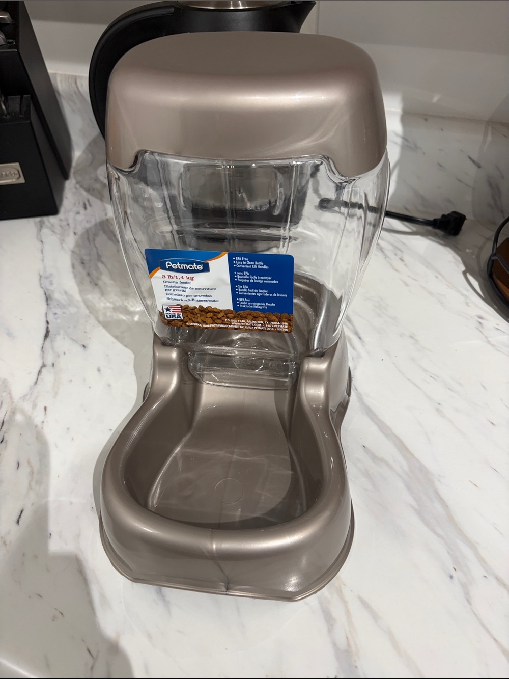 NWT Petmate Gravity Pet Feeder in Metallic Taupe